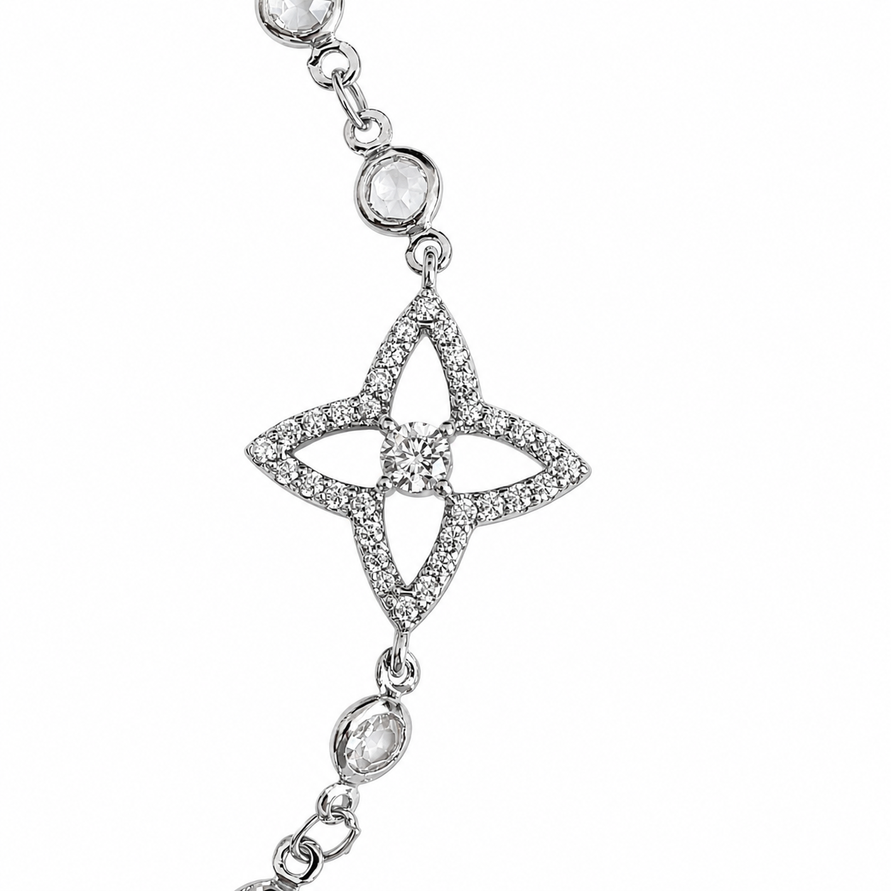 Silver Tone Celestial Blossom Station Necklace