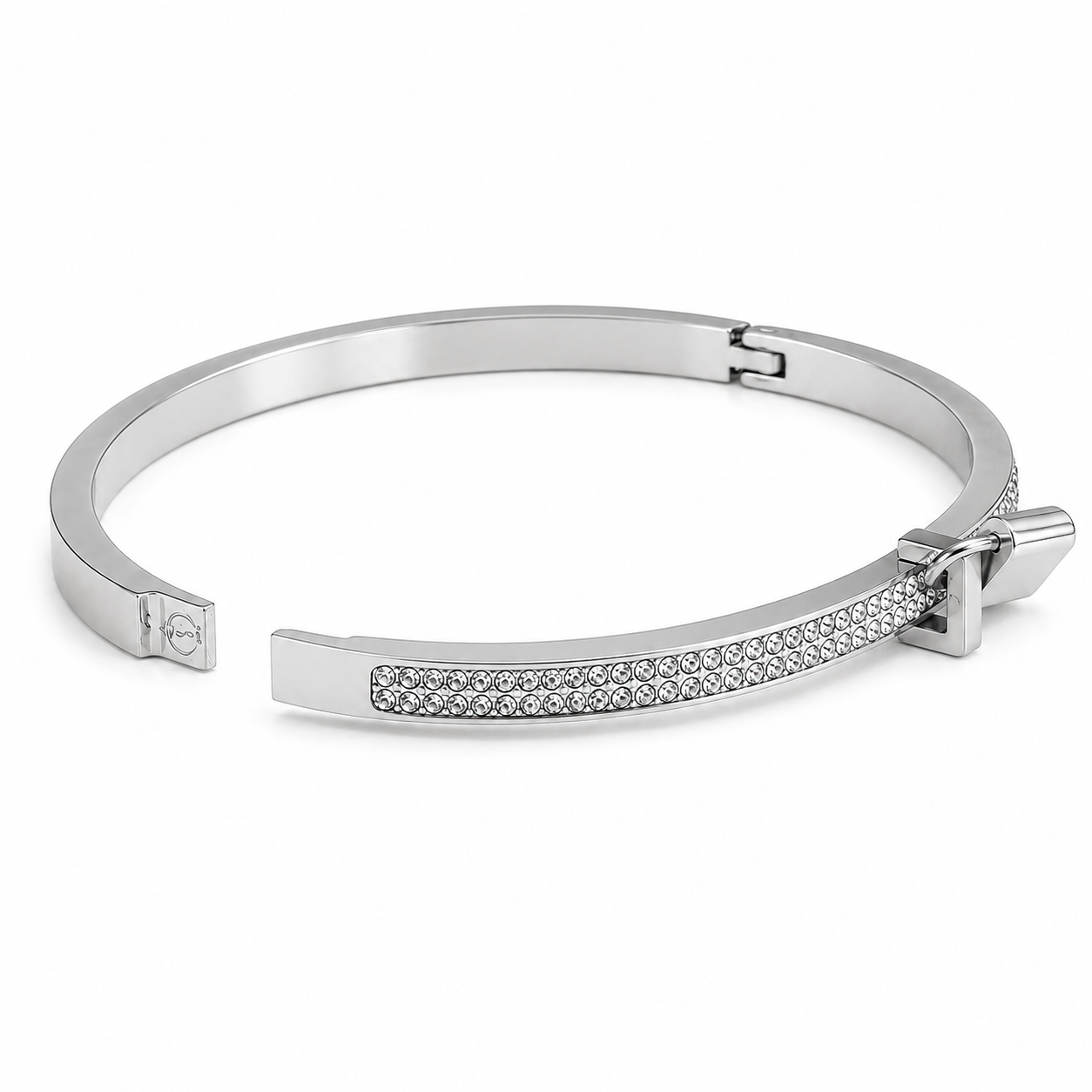 Silver Lock Crystal Bangle