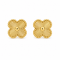 Aretes de trébol de cuatro hojas de oro