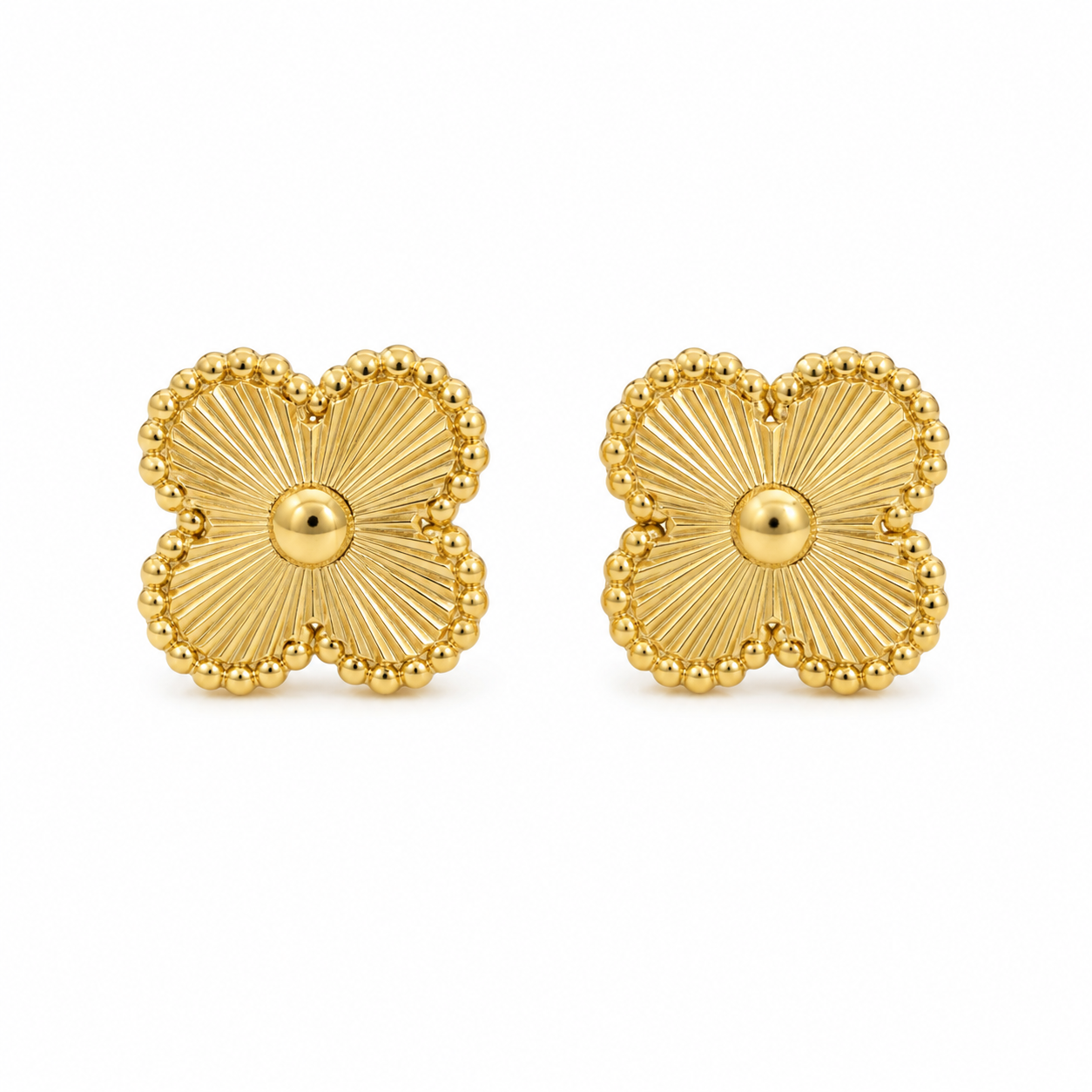 Gold Four-Leaf Clover Stud Earrings