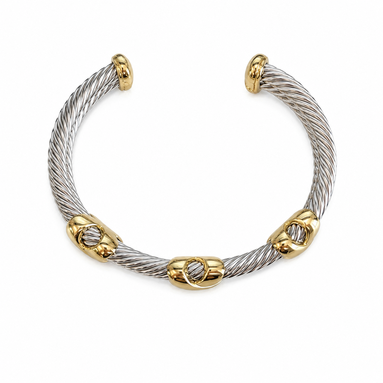 Two Tone Crisscross Twisted Cuff Bracelet