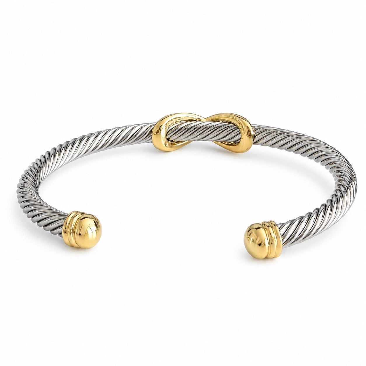 Silver Cable Station Gold X Bracelet