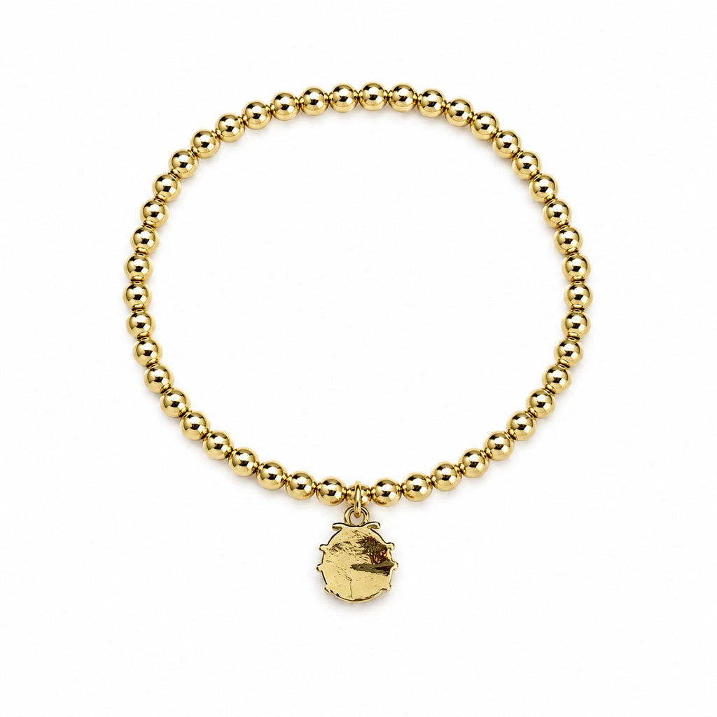 Lucky Ladybug Gold Beaded Bracelet