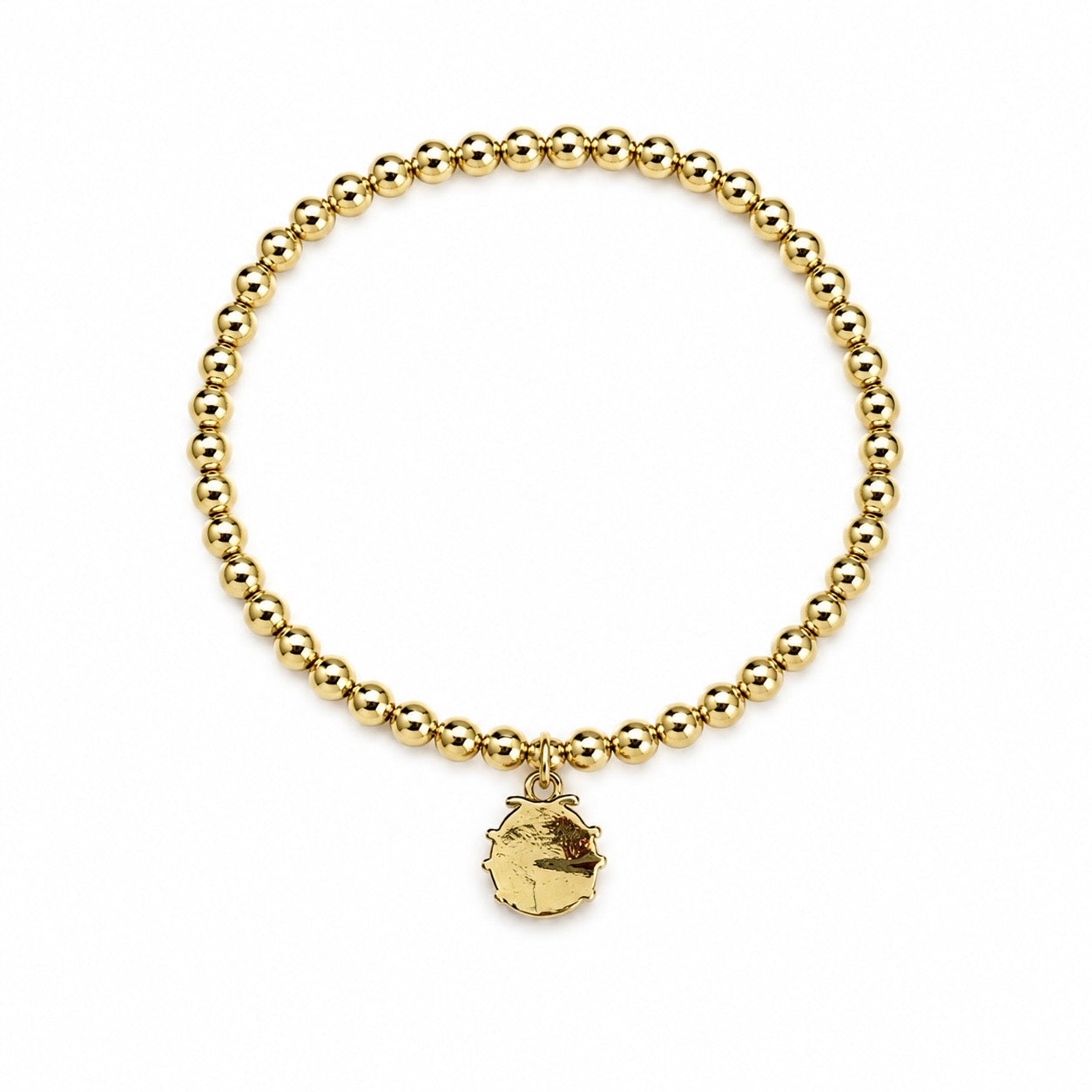 Lucky Ladybug Gold Beaded Bracelet