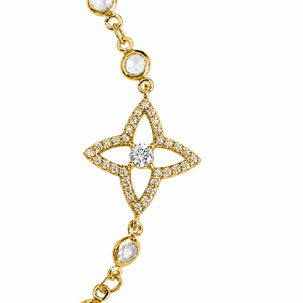 Gold Tone Celestial Blossom Station Necklace