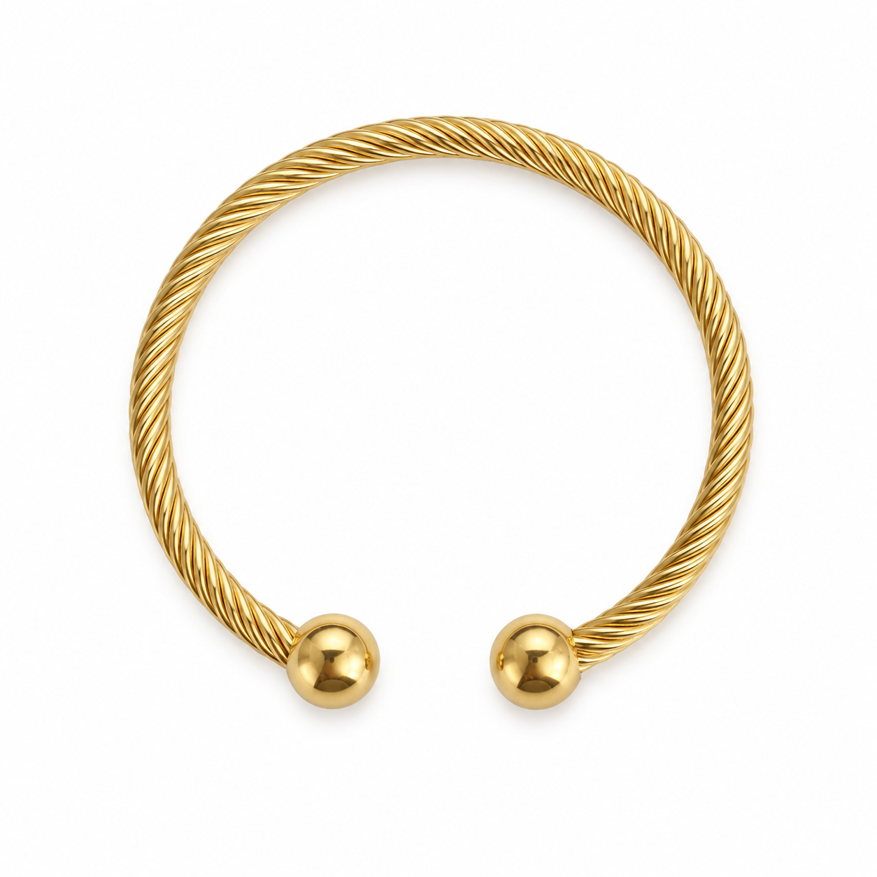 Golden Twist Ball Cuff Bracelet