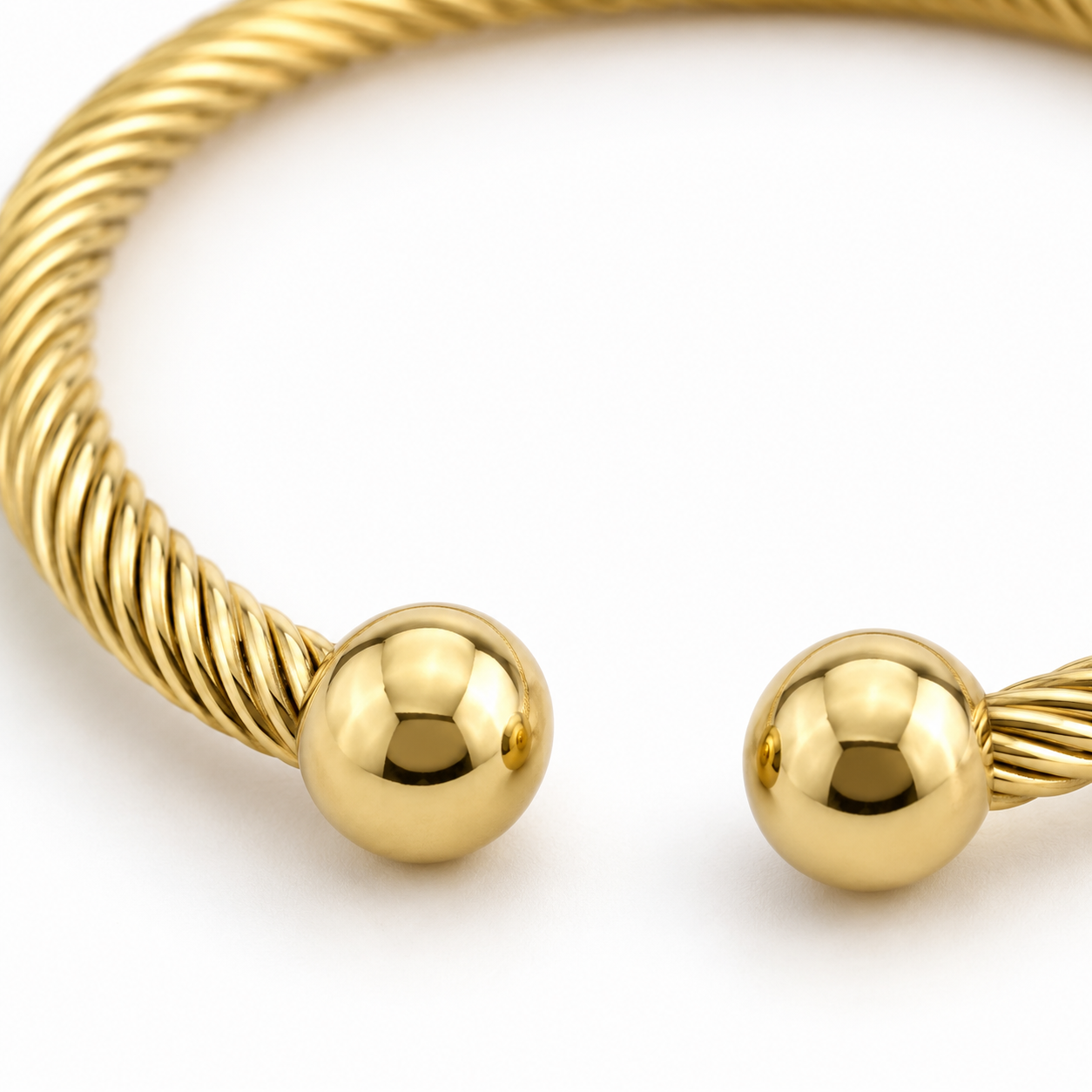 Golden Twist Ball Cuff Bracelet