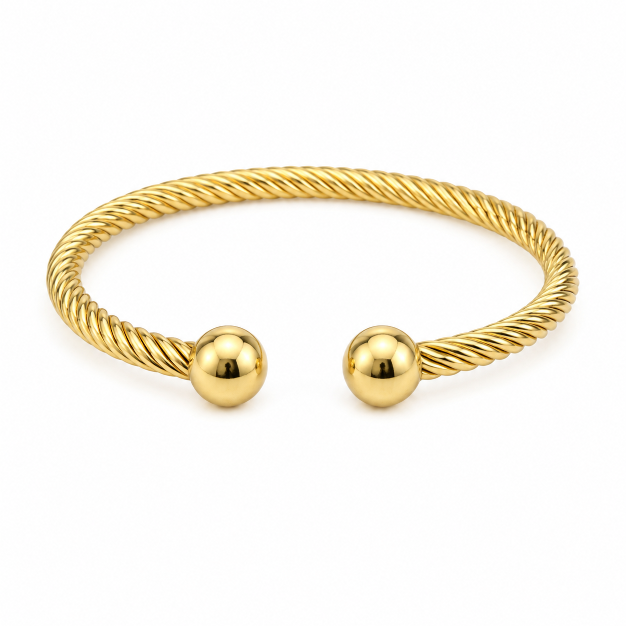 Golden Twist Ball Cuff Bracelet