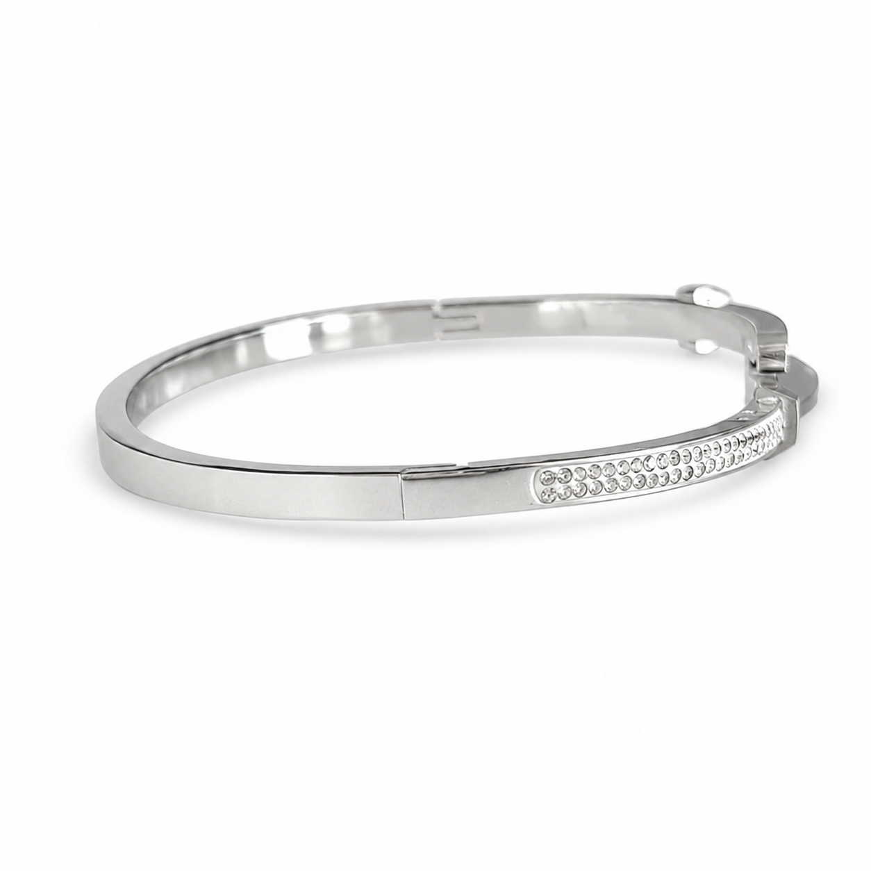 Silver Tone Crystal Nail Wrap Bangle Bracelet