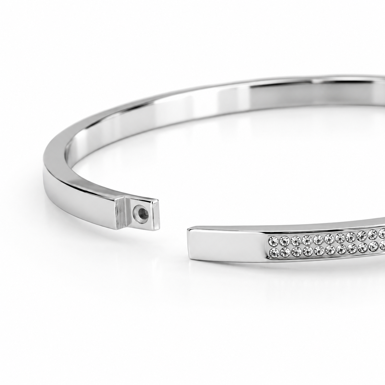 Silver Tone Crystal Nail Wrap Bangle Bracelet