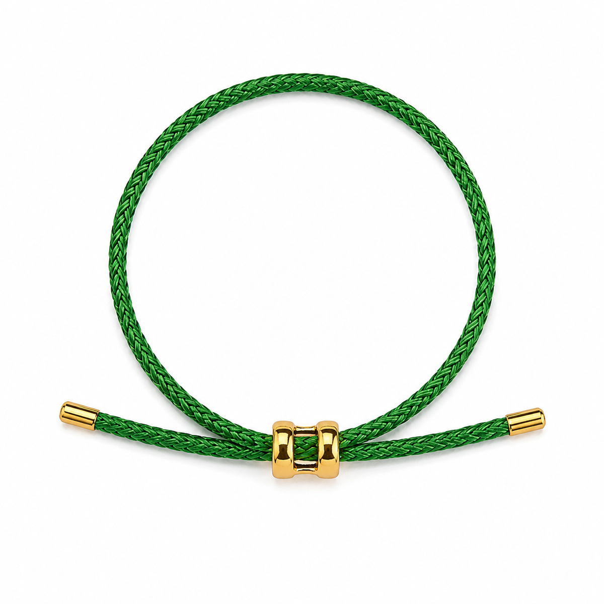 Green Braided Cord H Charm Adjustable Bracelet