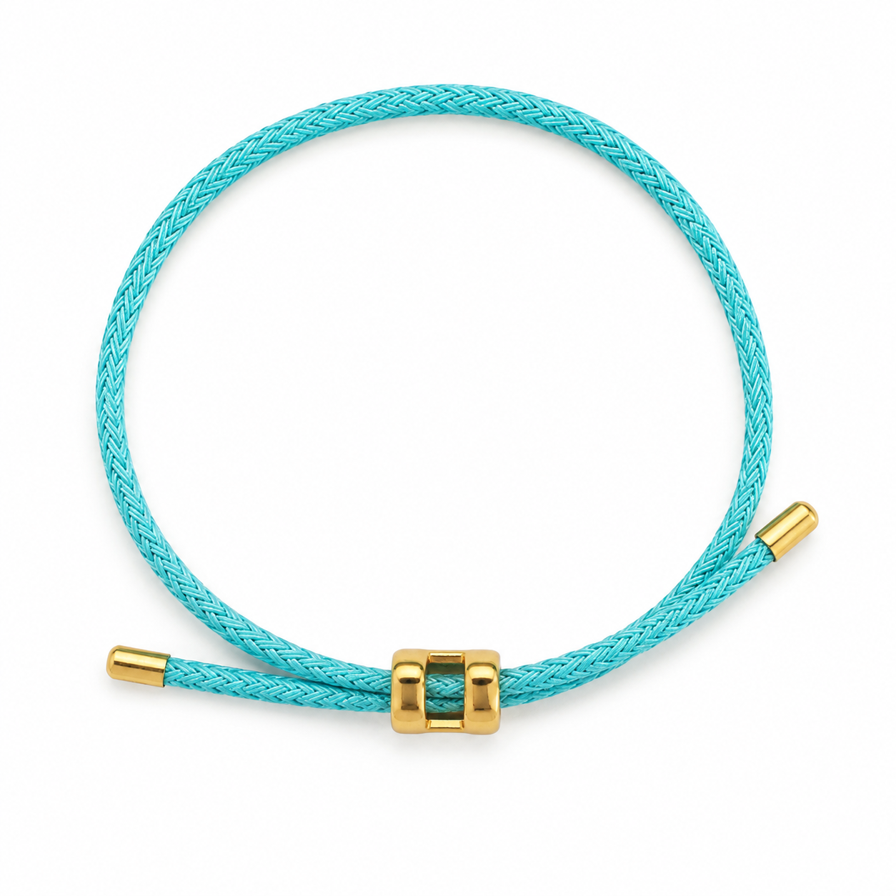 Turquoise Braided Cord H Charm Adjustable Bracelet