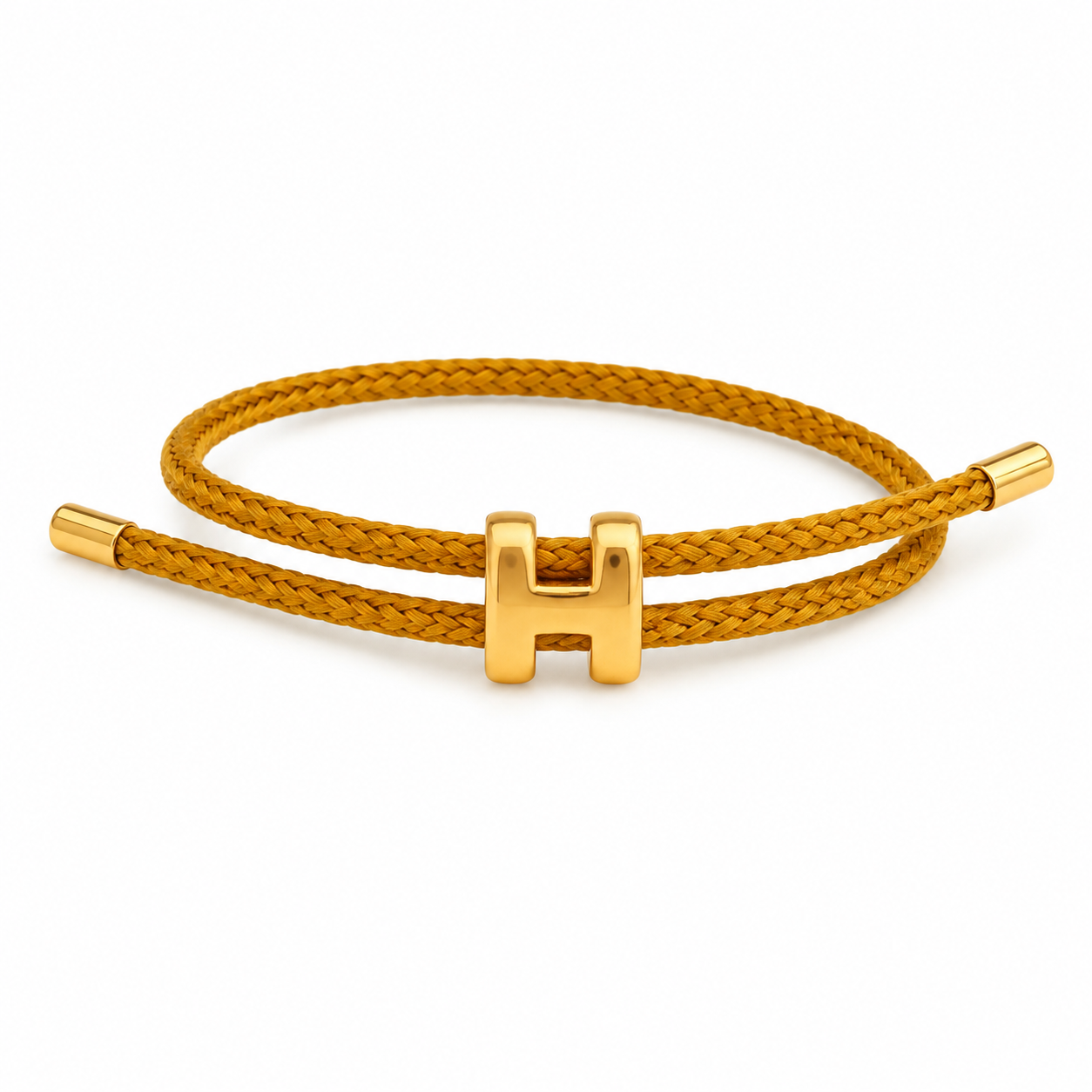 Mustoird Braided Cord H Charm Adjustable Bracelet