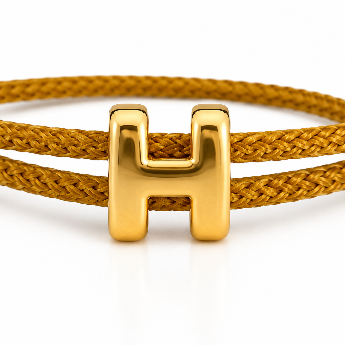 Mustoird Braided Cord H Charm Adjustable Bracelet
