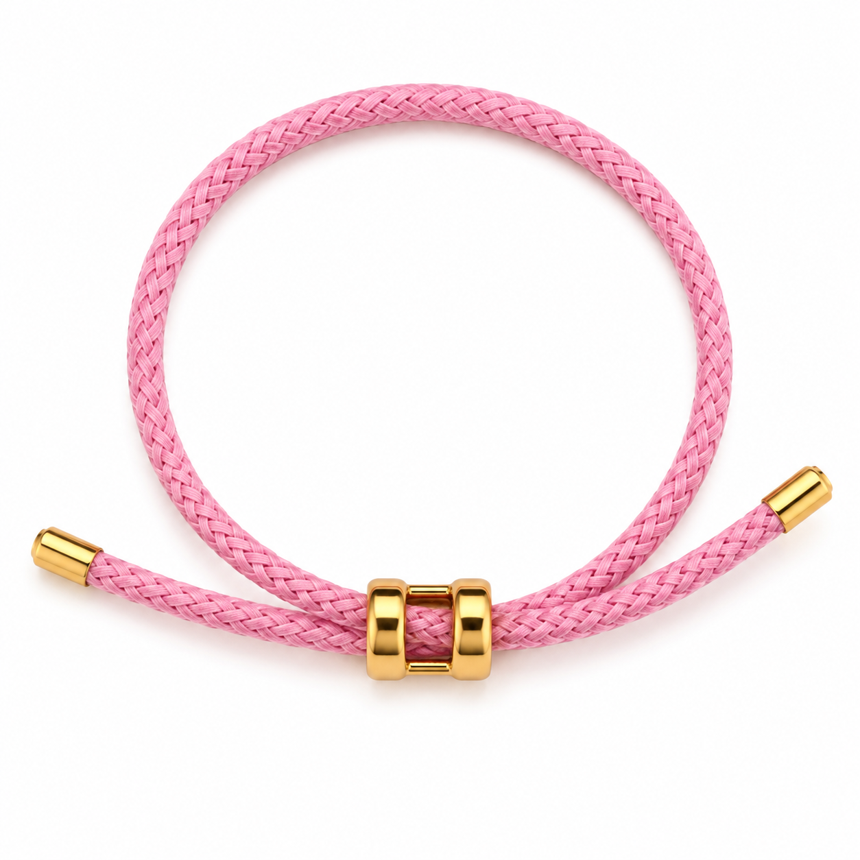 Pink Braided Cord H Charm Adjustable Bracelet