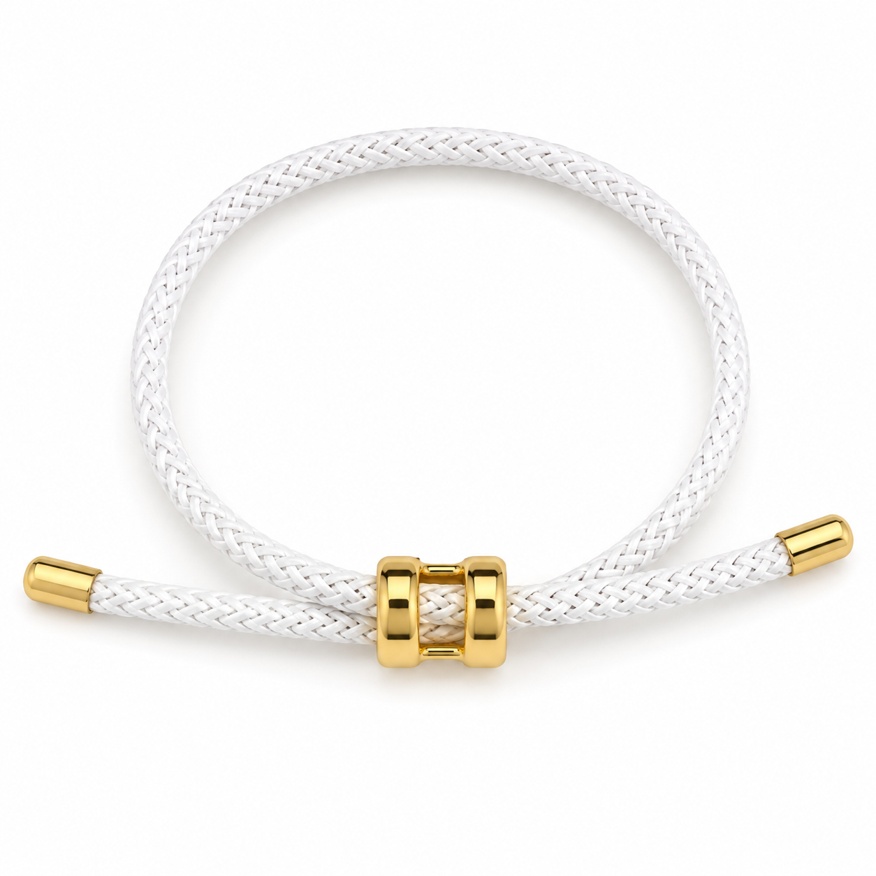 White Braided Cord H Charm Adjustable Bracelet