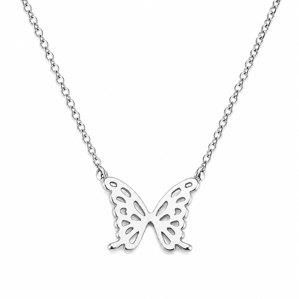 Silver Butterfly Cutout Necklace