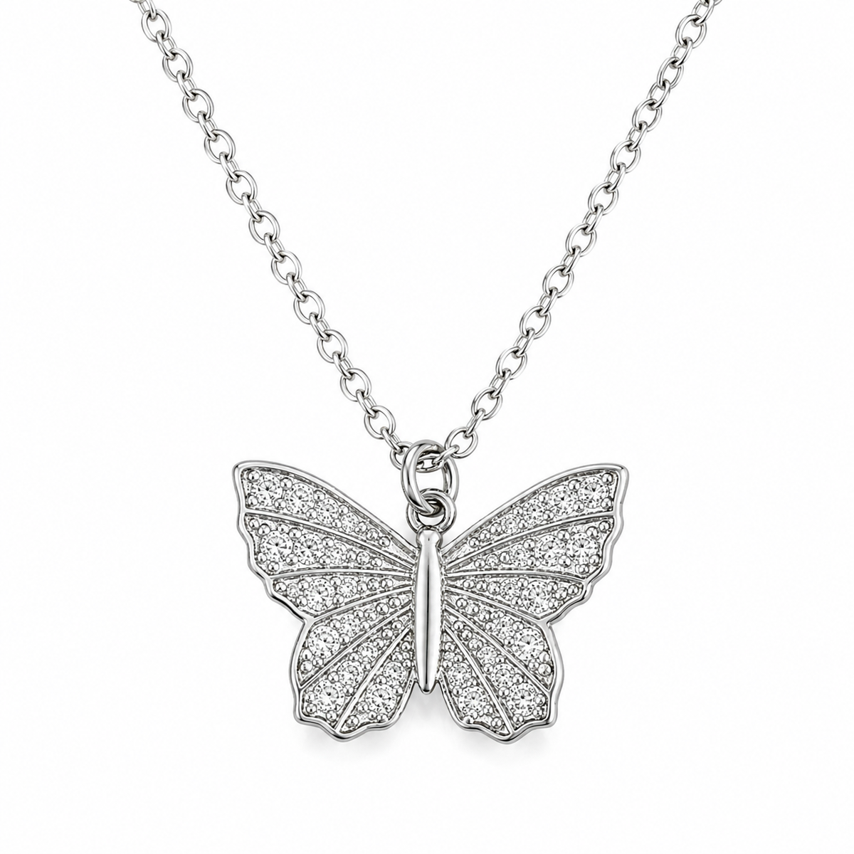 Pavé Crystal Butterfly Pendant Necklace