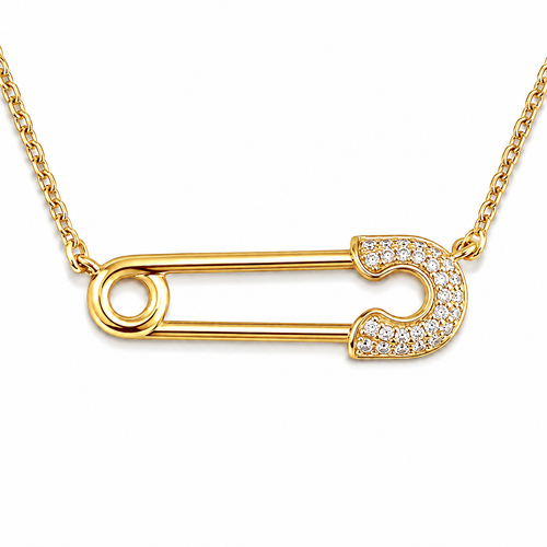Collar con colgante de imperdible de cristal
