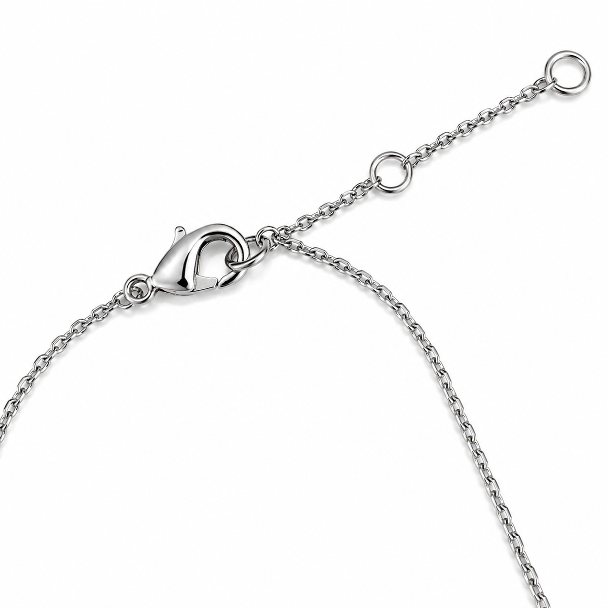 Silver Tone Crystal Safety Pin Pendant Necklace