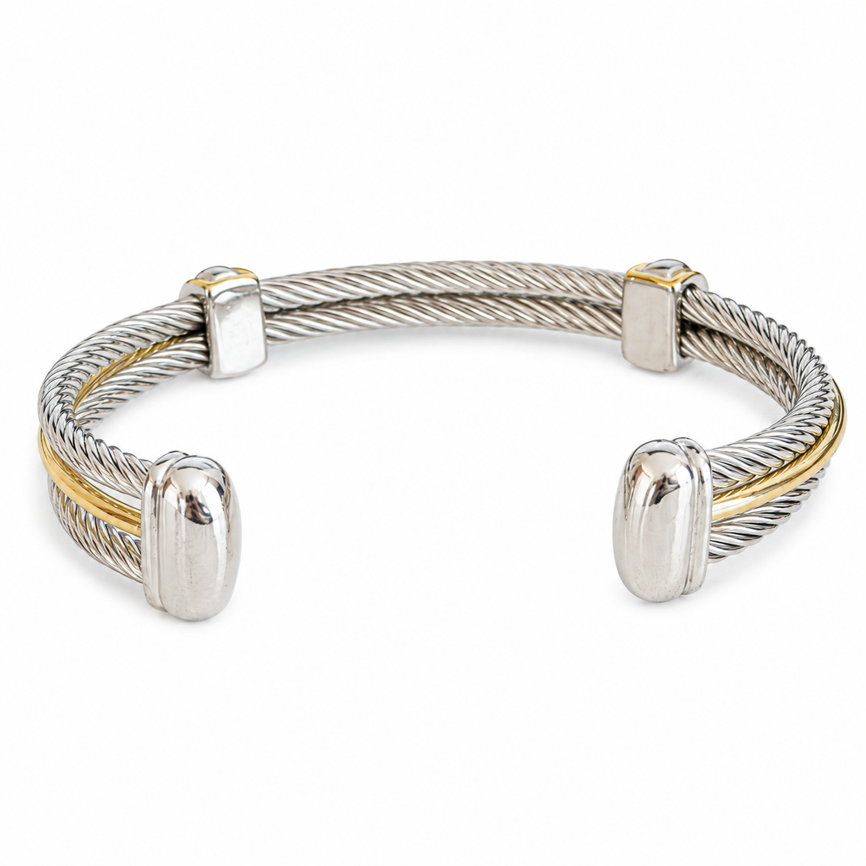 Two Tone Bar Cable Cuff Bracelet