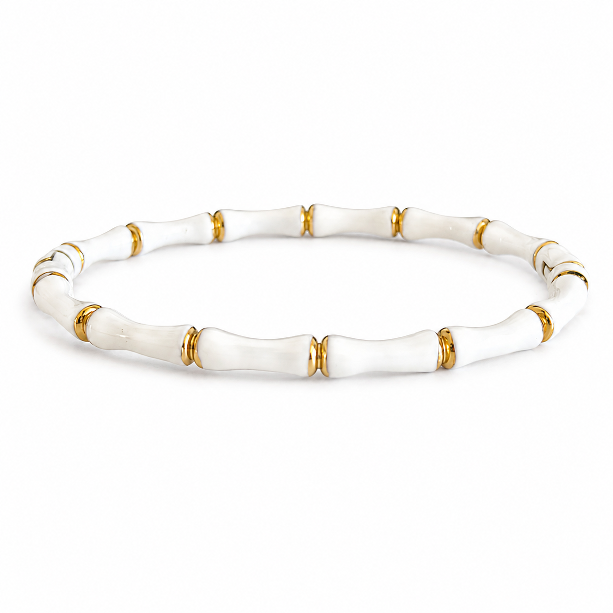 White and Gold Tone Bamboo Bangle