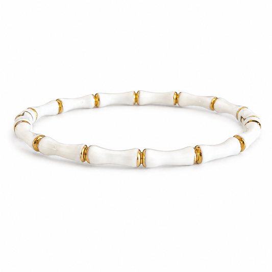 White and Gold Tone Bamboo Bangle