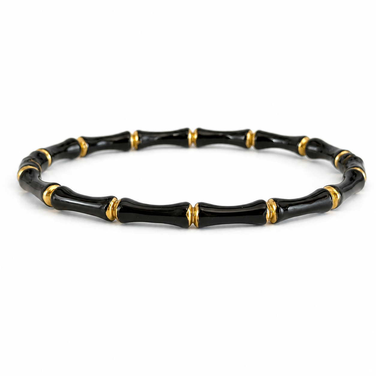 Black and Gold Tone Bamboo Bangle