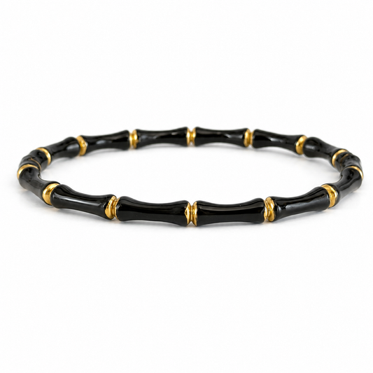 Black and Gold Tone Bamboo Bangle