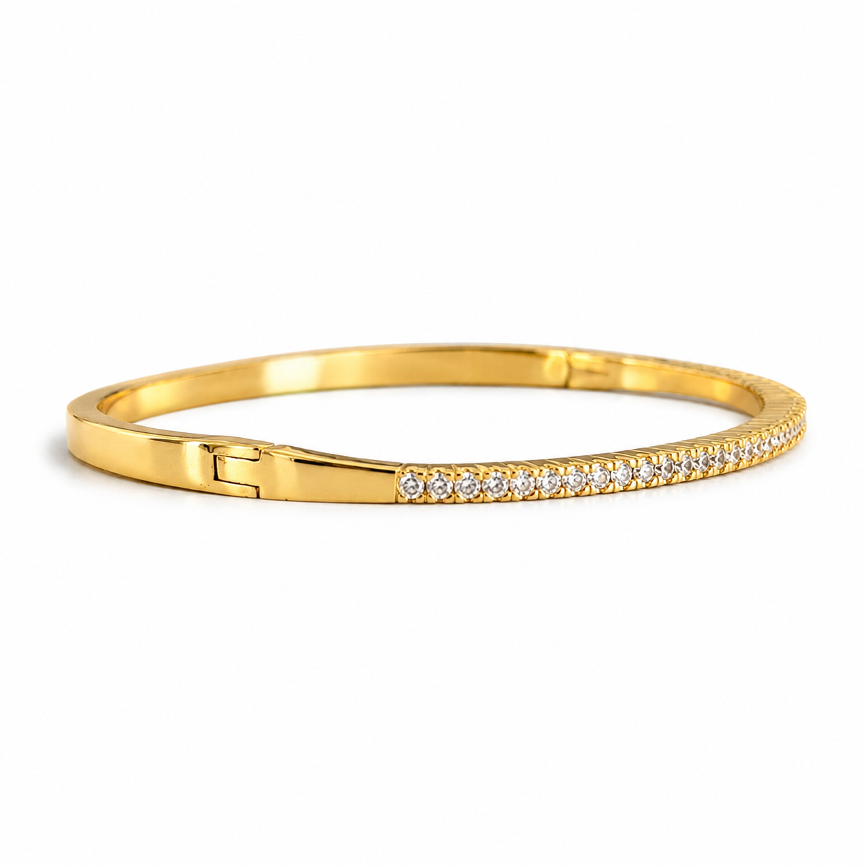 Gold Single Row Thin Bangle