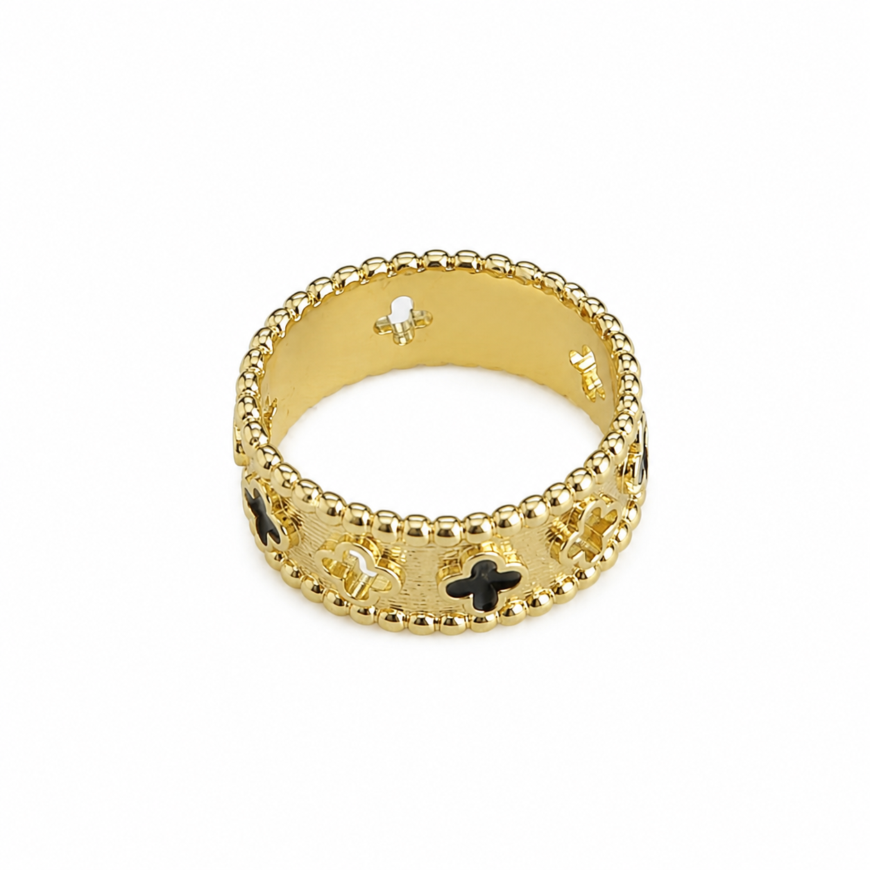 Gold With Black Clover Ring