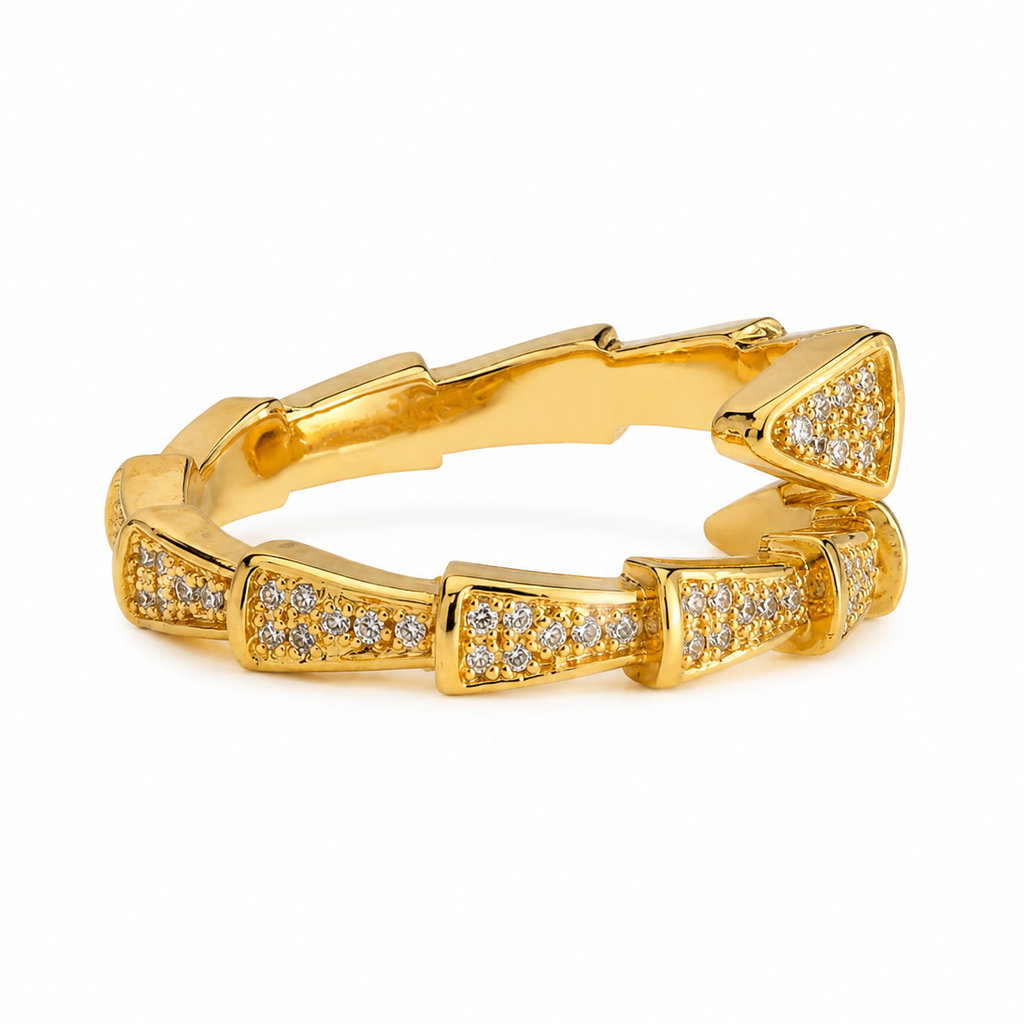 Gold Serpentine CZ Ring