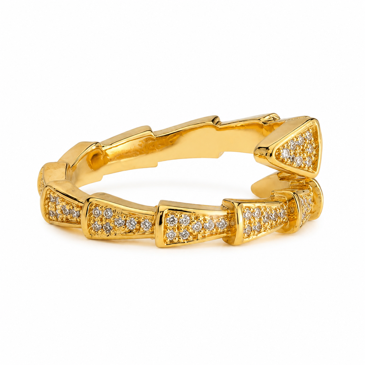 Gold Serpentine CZ Ring