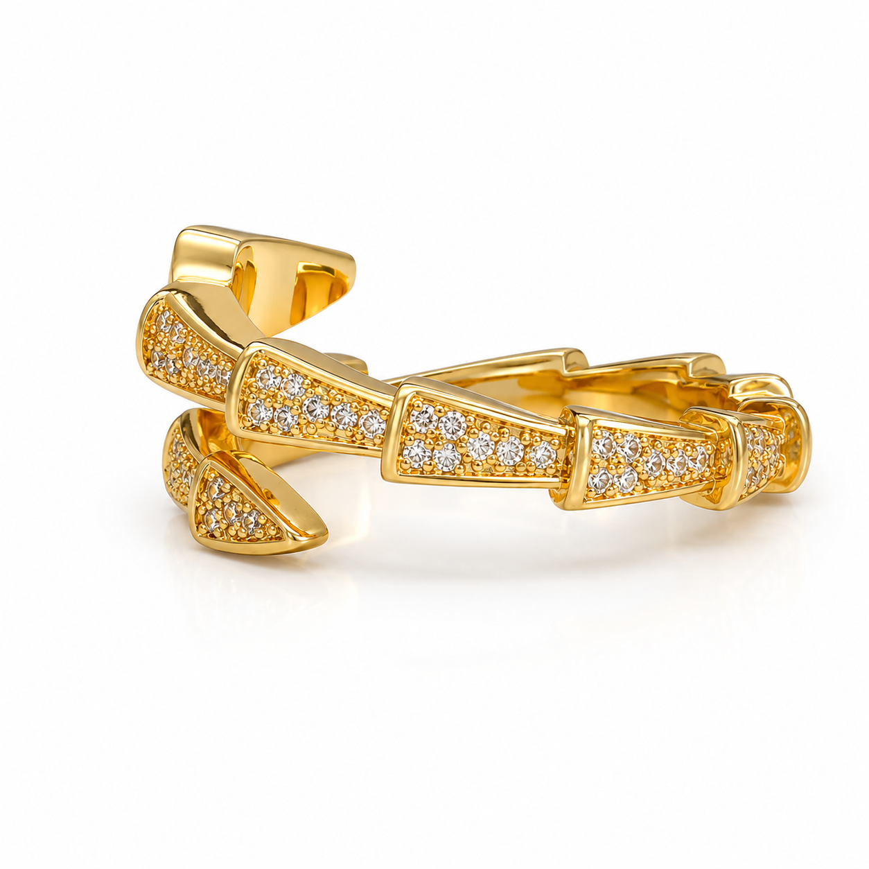 Gold Serpentine CZ Ring