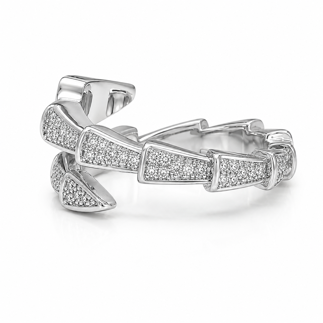 Silver Serpentine CZ Ring