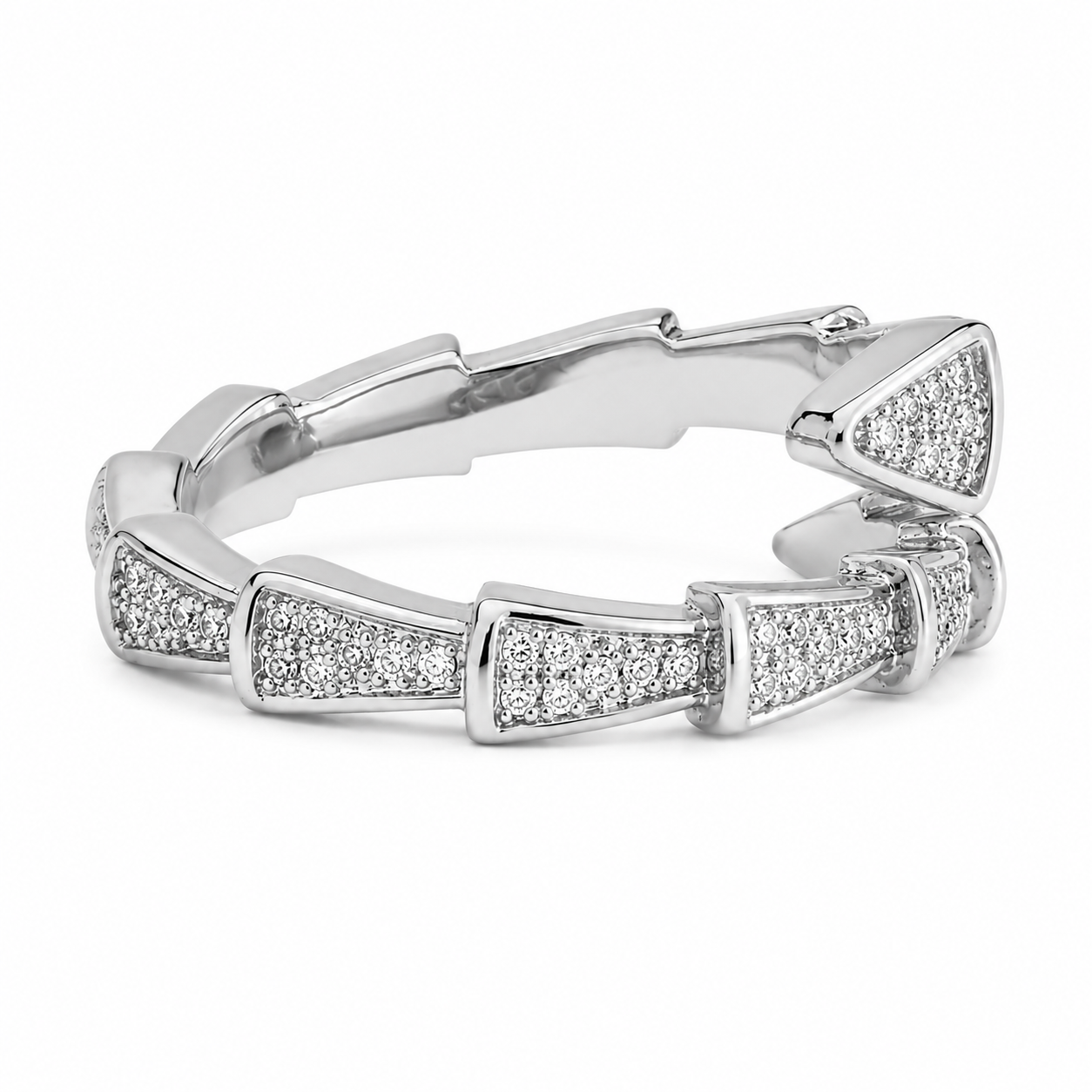 Silver Serpentine CZ Ring