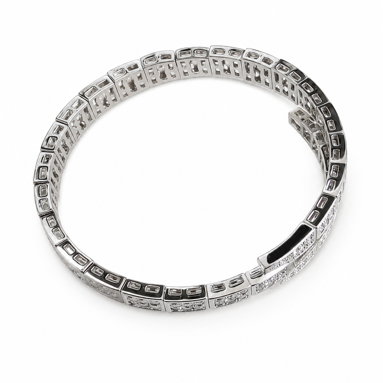 Silver Power Snake Pave CZ Bracelet