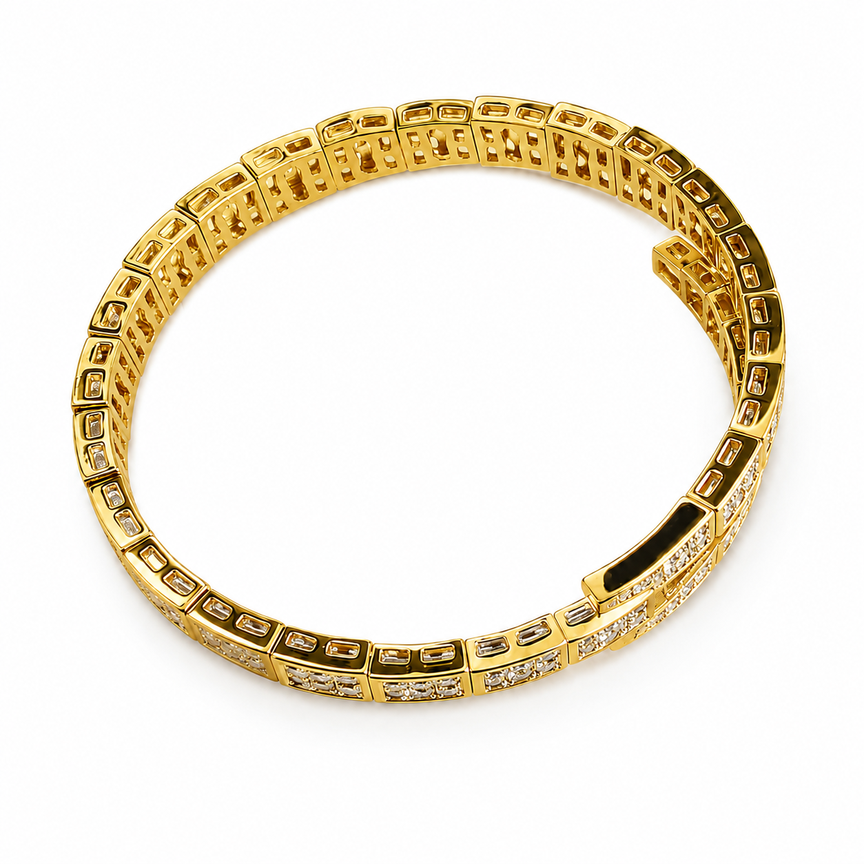 Gold Power Snake Pave CZ Bracelet