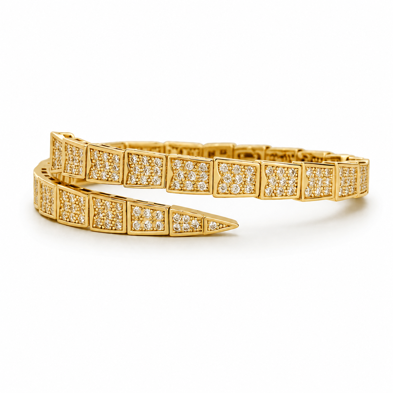 Gold Power Snake Pave CZ Bracelet