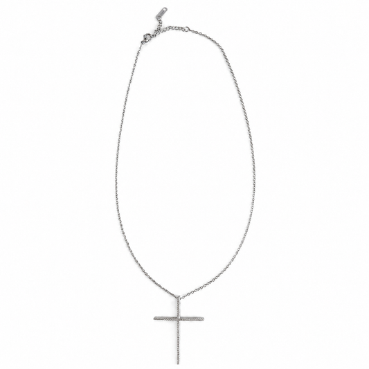 Silver Tone Minimalist Glimmering Faith Necklace