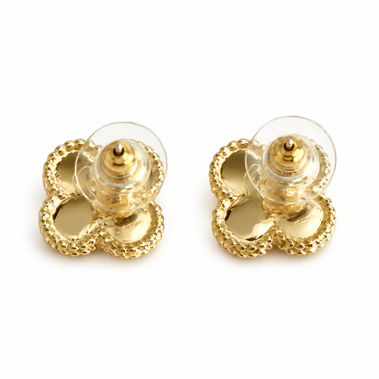 Gold Four-Leaf Clover Stud Earrings