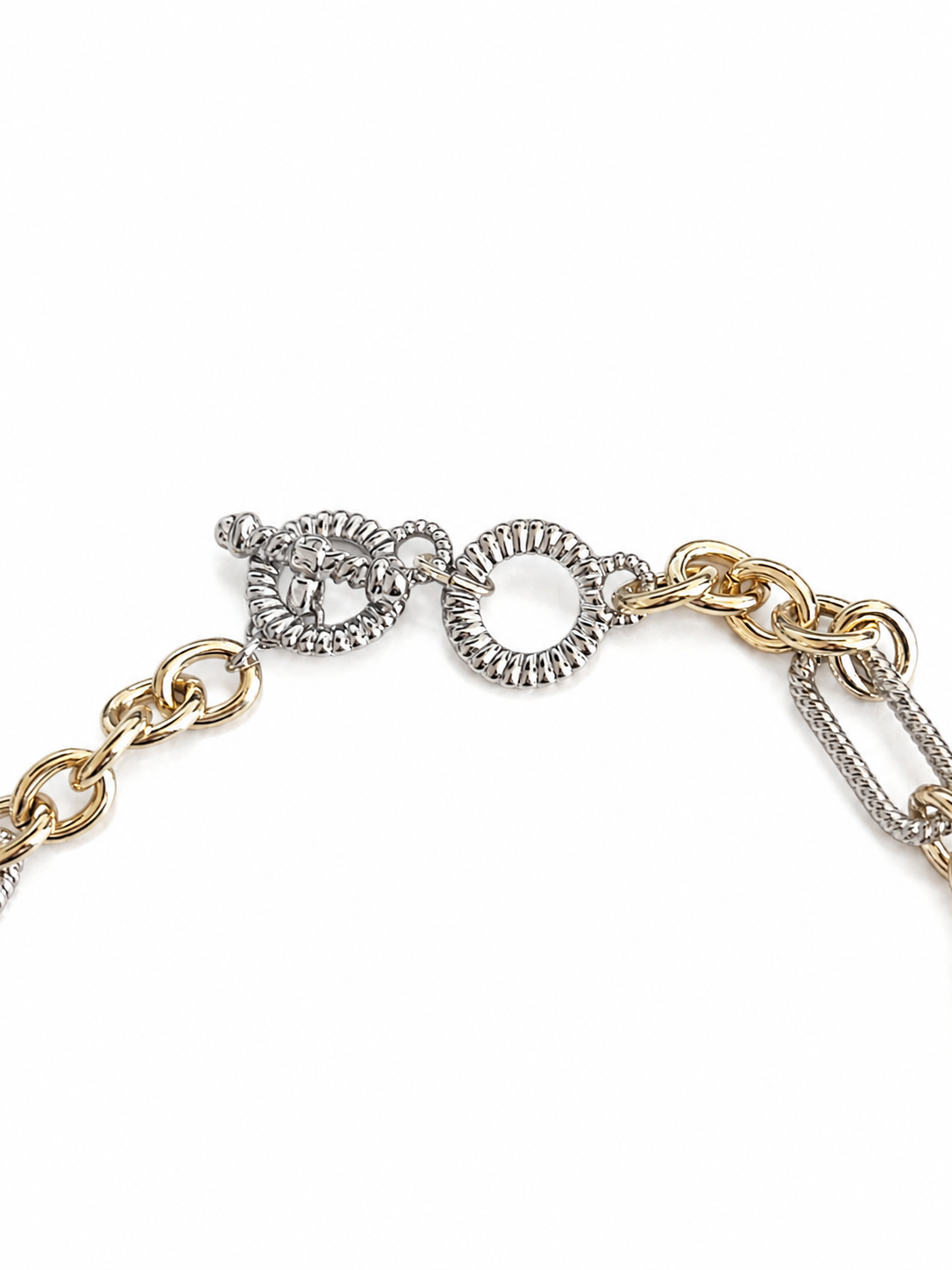 Two-Tone Clover Link Statement Necklace