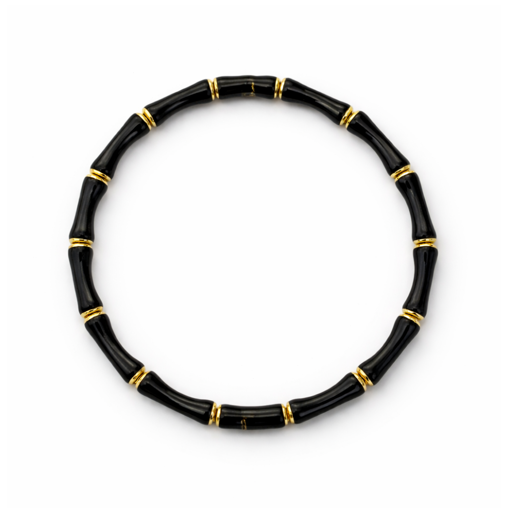 Black and Gold Tone Bamboo Bangle