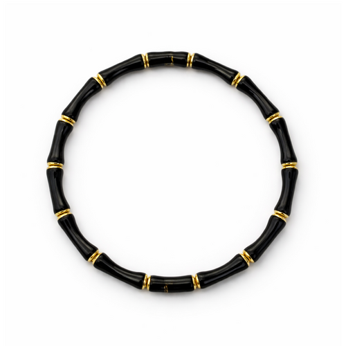 Black and Gold Tone Bamboo Bangle