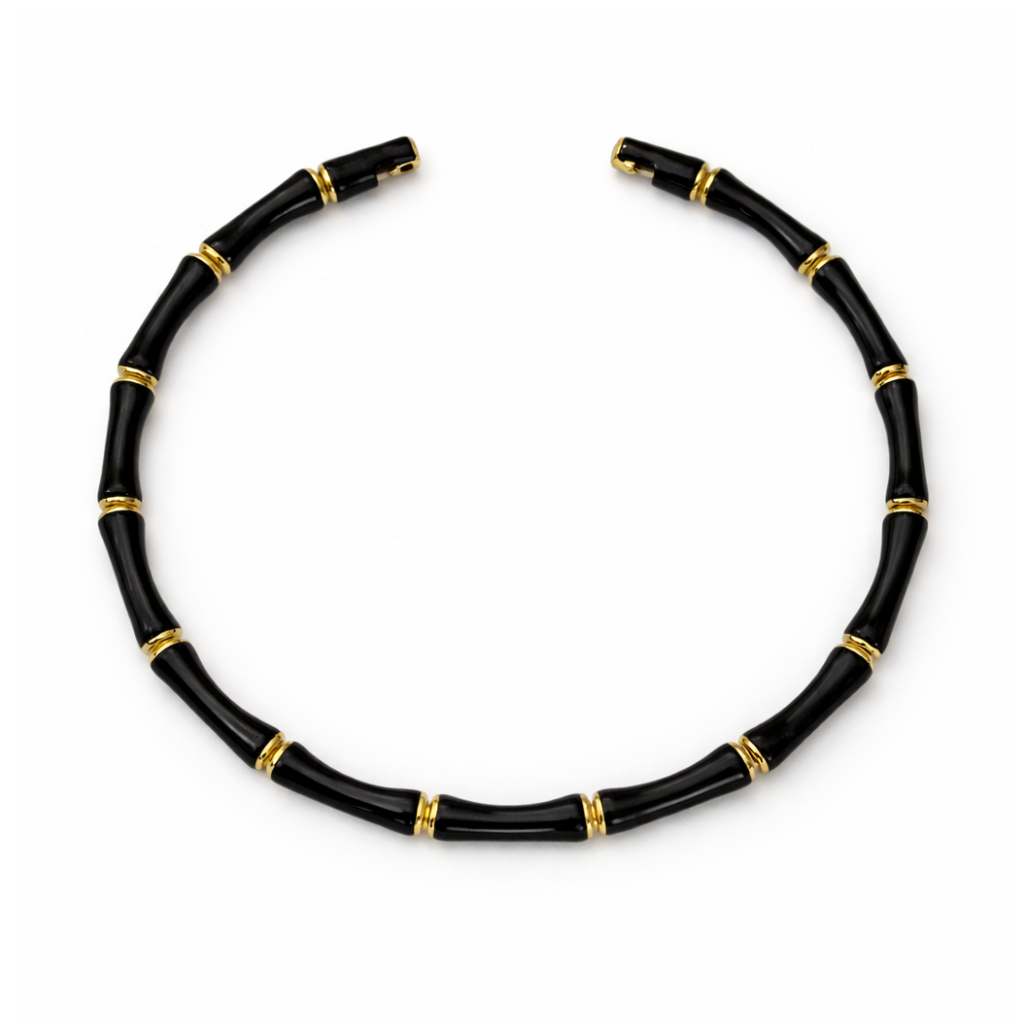 Black and Gold Tone Bamboo Bangle