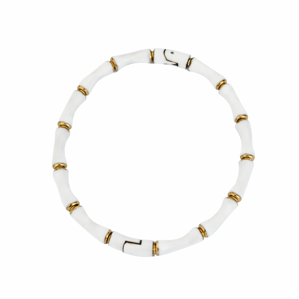 White and Gold Tone Bamboo Bangle