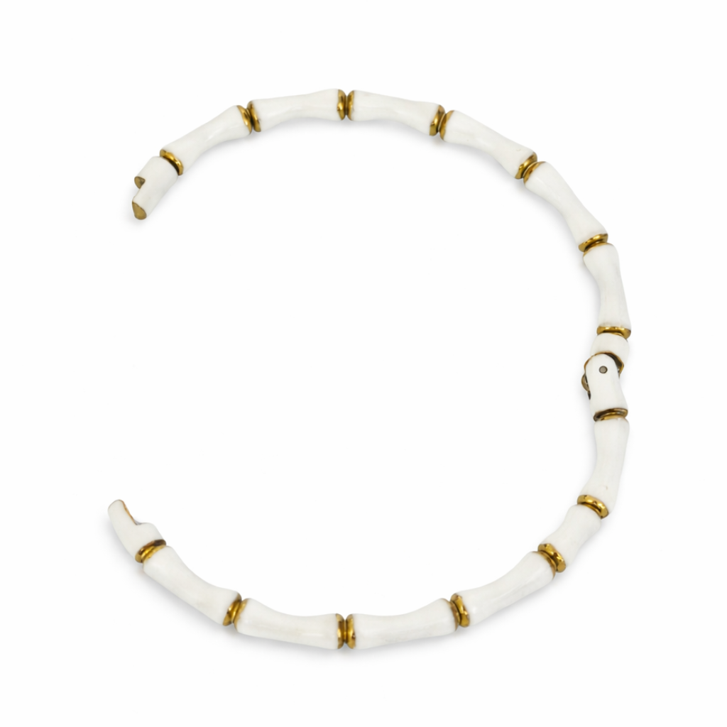 White and Gold Tone Bamboo Bangle