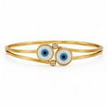 Brazalete de ojo turco bañado en oro con circonitas y tachuelas