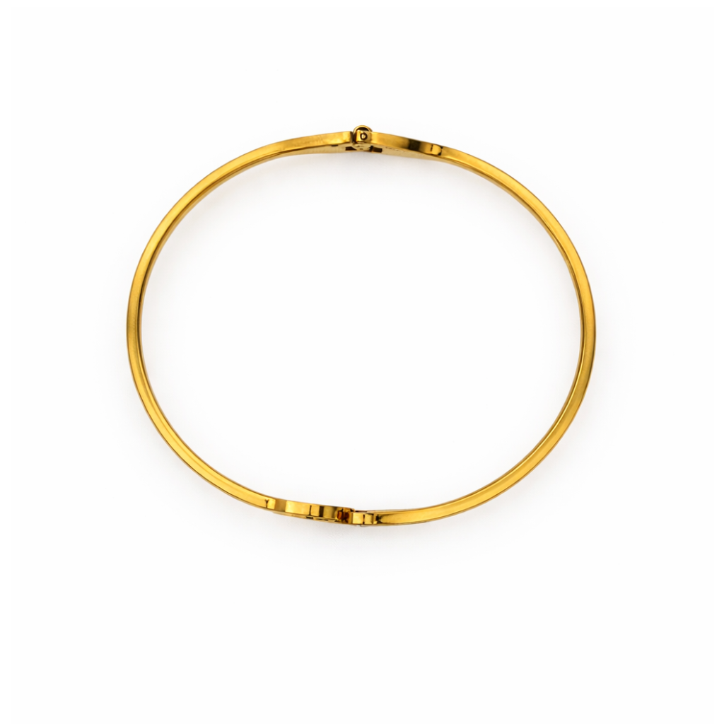 Gold Plated CZ and Studded Evil Eye Bangle