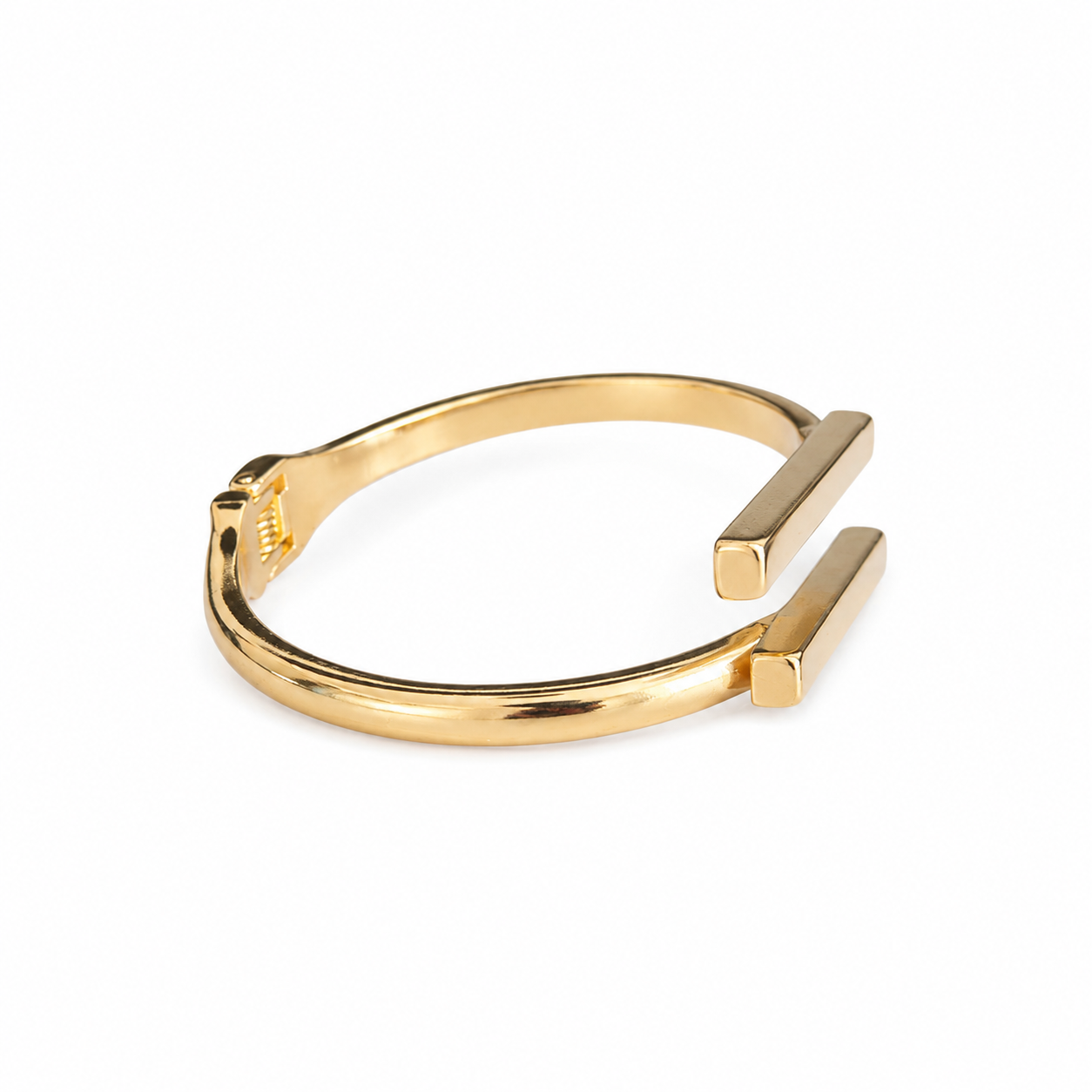 Gold Metal Geometric Open Cuff Bracelet and Ring Set